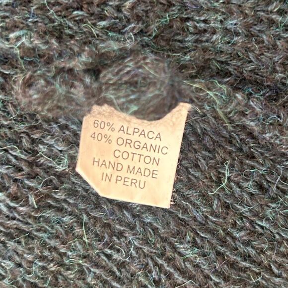 Indigenous Alpaca Blend Cardigan Sweater, Handmade in Peru, Midnight Blue, L - Picture 5 of 6